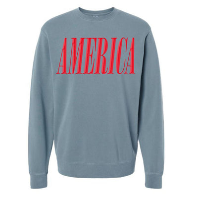 'America' PUFF Pigment Dyed Crewneck Sweatshirt - United Monograms