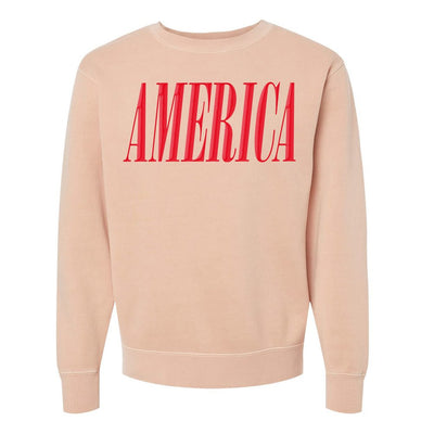 'America' PUFF Pigment Dyed Crewneck Sweatshirt - United Monograms