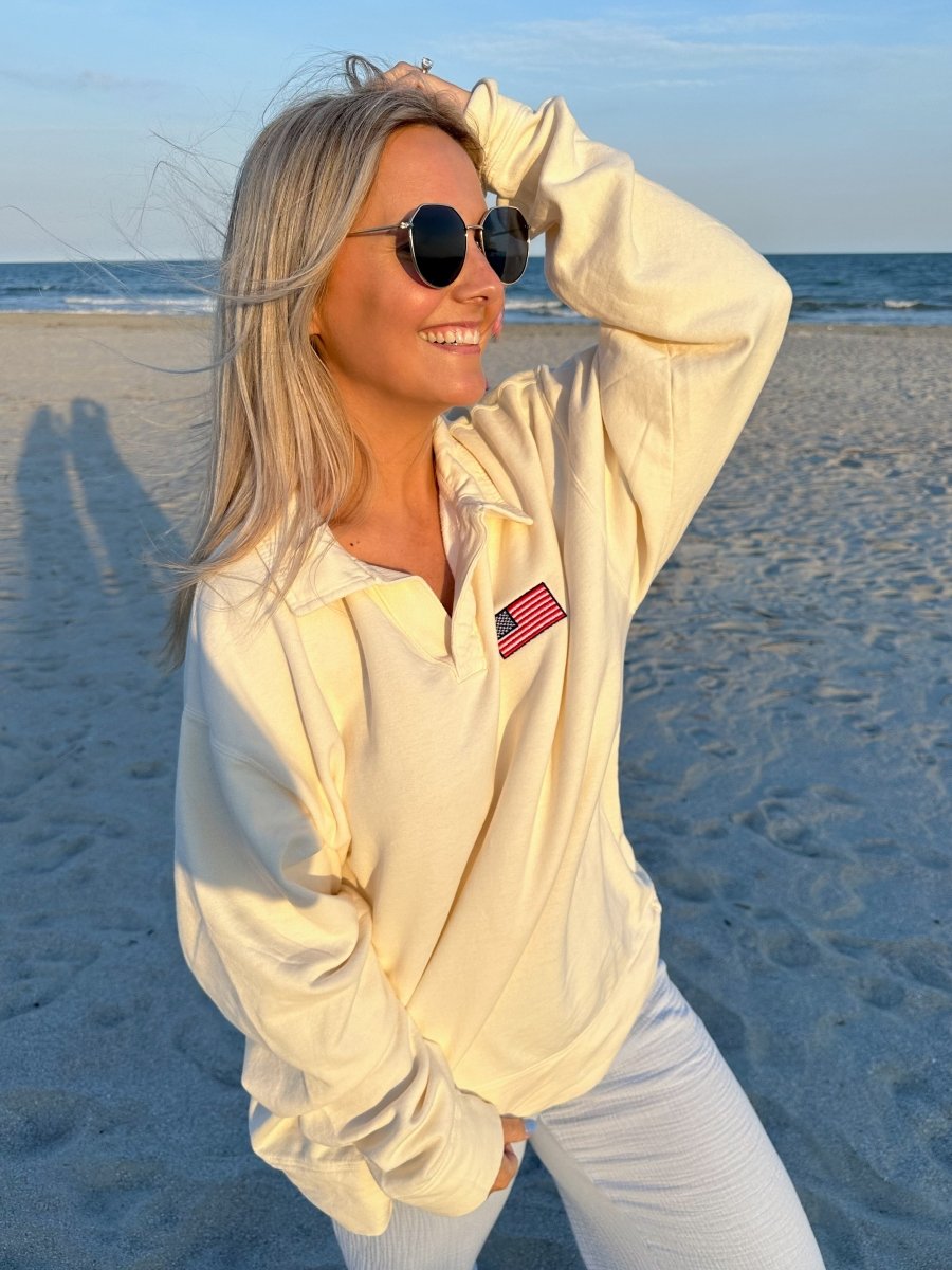 American Flag Coastal Pullover - United Monograms