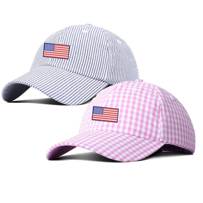 American Flag Seersucker/Gingham Hat - United Monograms