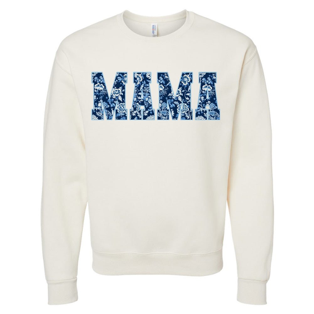 'Blue & White Chinoiserie 'Mama' Crewneck Sweatshirt - United Monograms