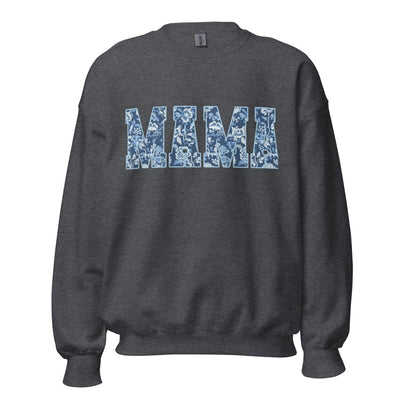 'Blue & White Chinoiserie 'Mama' Crewneck Sweatshirt - United Monograms