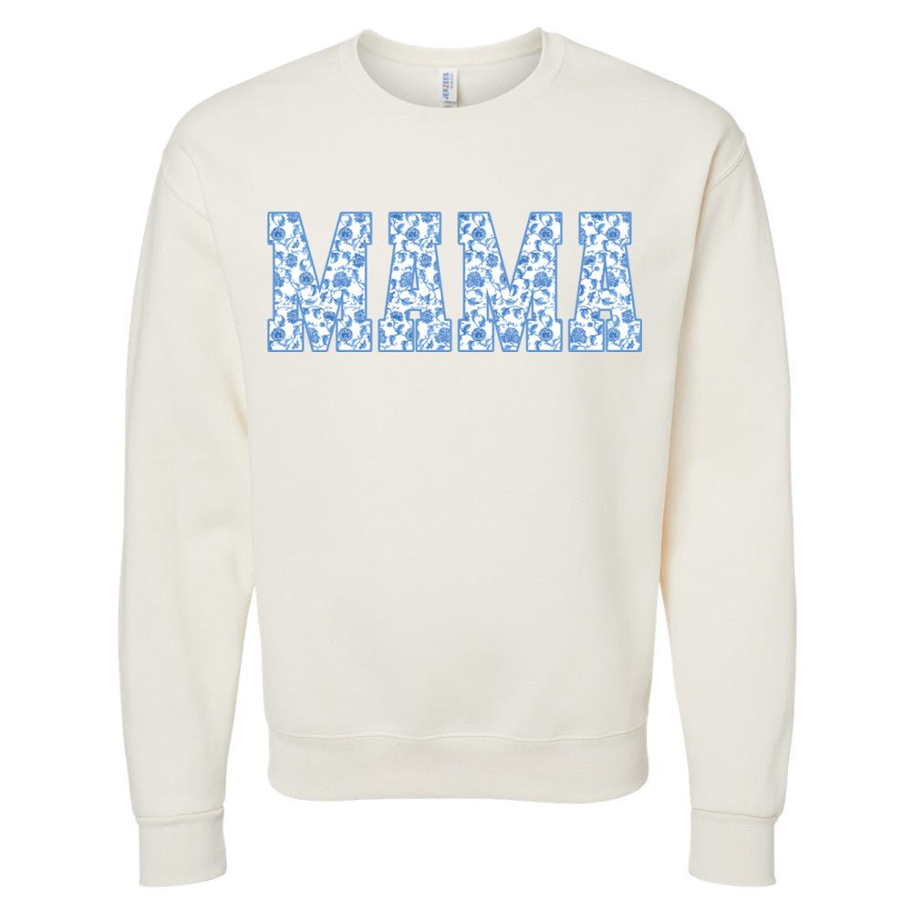 'Blue & White Chinoiserie 'Mama' Crewneck Sweatshirt - United Monograms