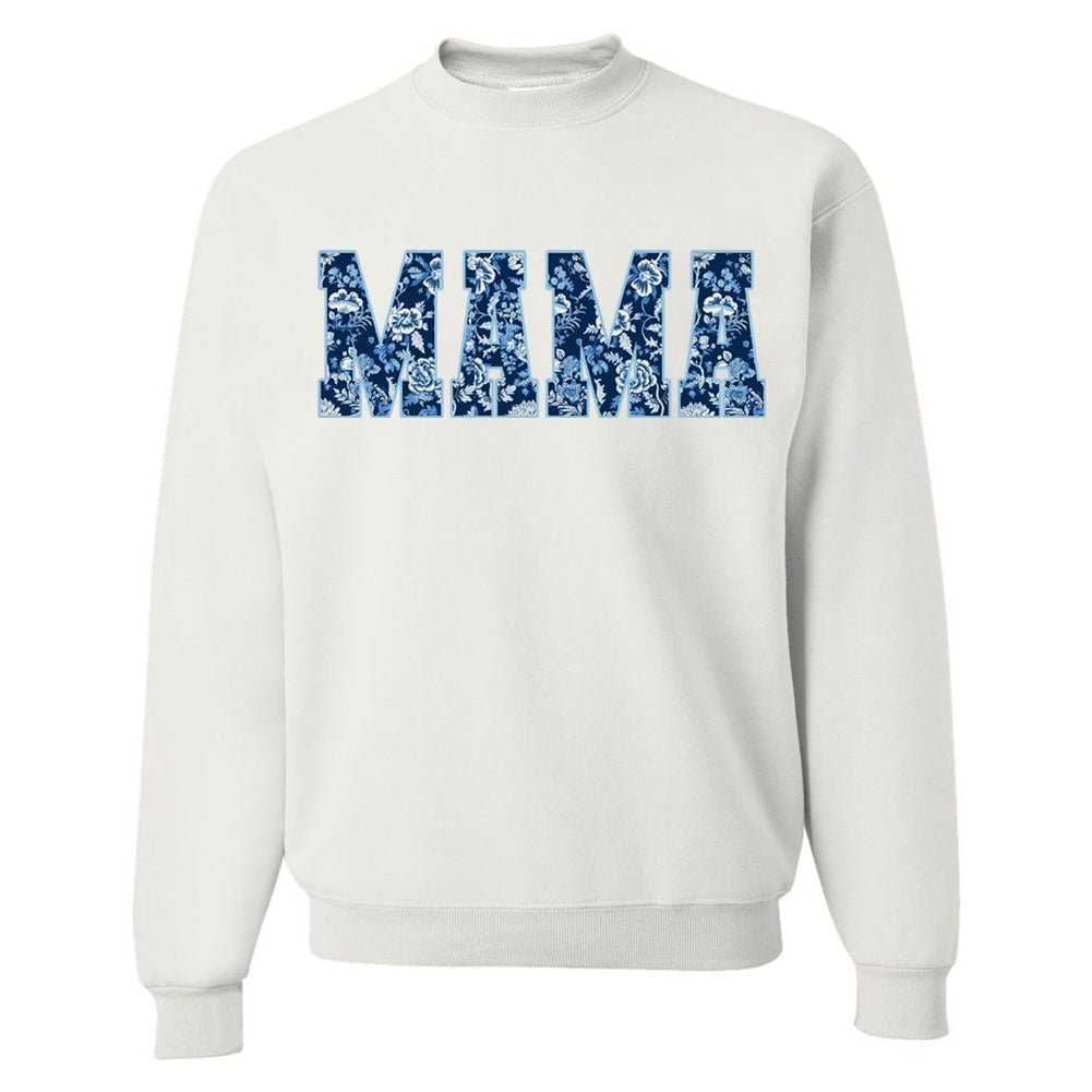 'Blue & White Chinoiserie 'Mama' Crewneck Sweatshirt - United Monograms