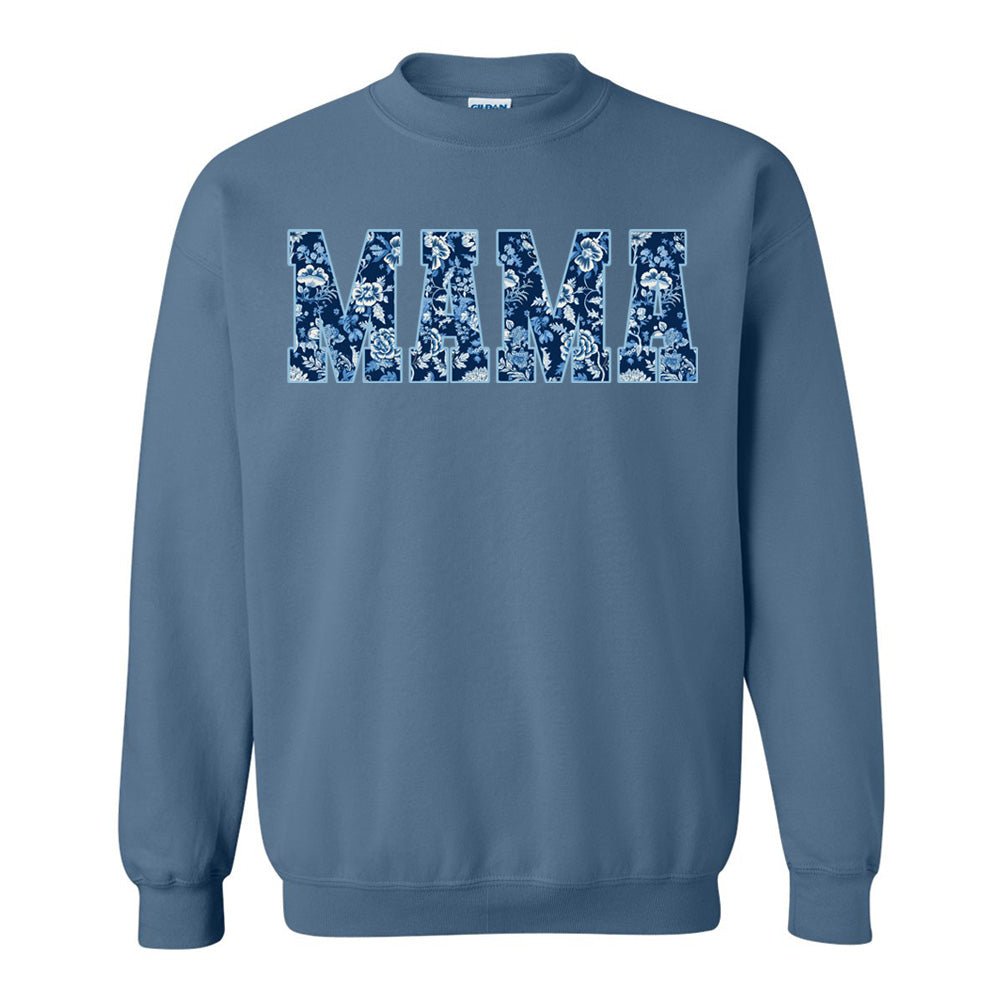 'Blue & White Chinoiserie 'Mama' Crewneck Sweatshirt - United Monograms