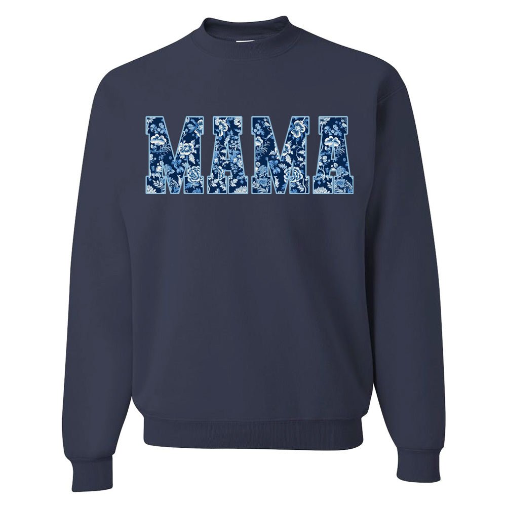 'Blue & White Chinoiserie 'Mama' Crewneck Sweatshirt - United Monograms