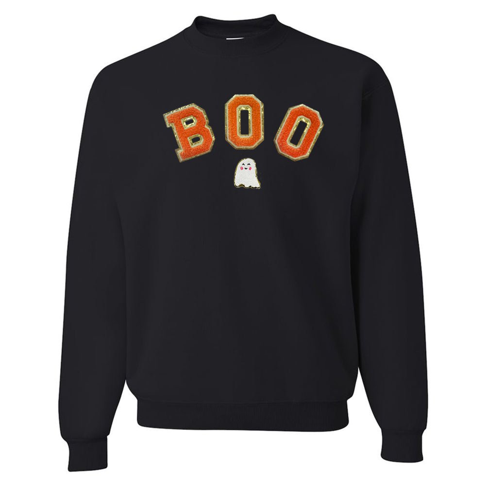 Boo Letter Patch Crewneck Sweatshirt - United Monograms