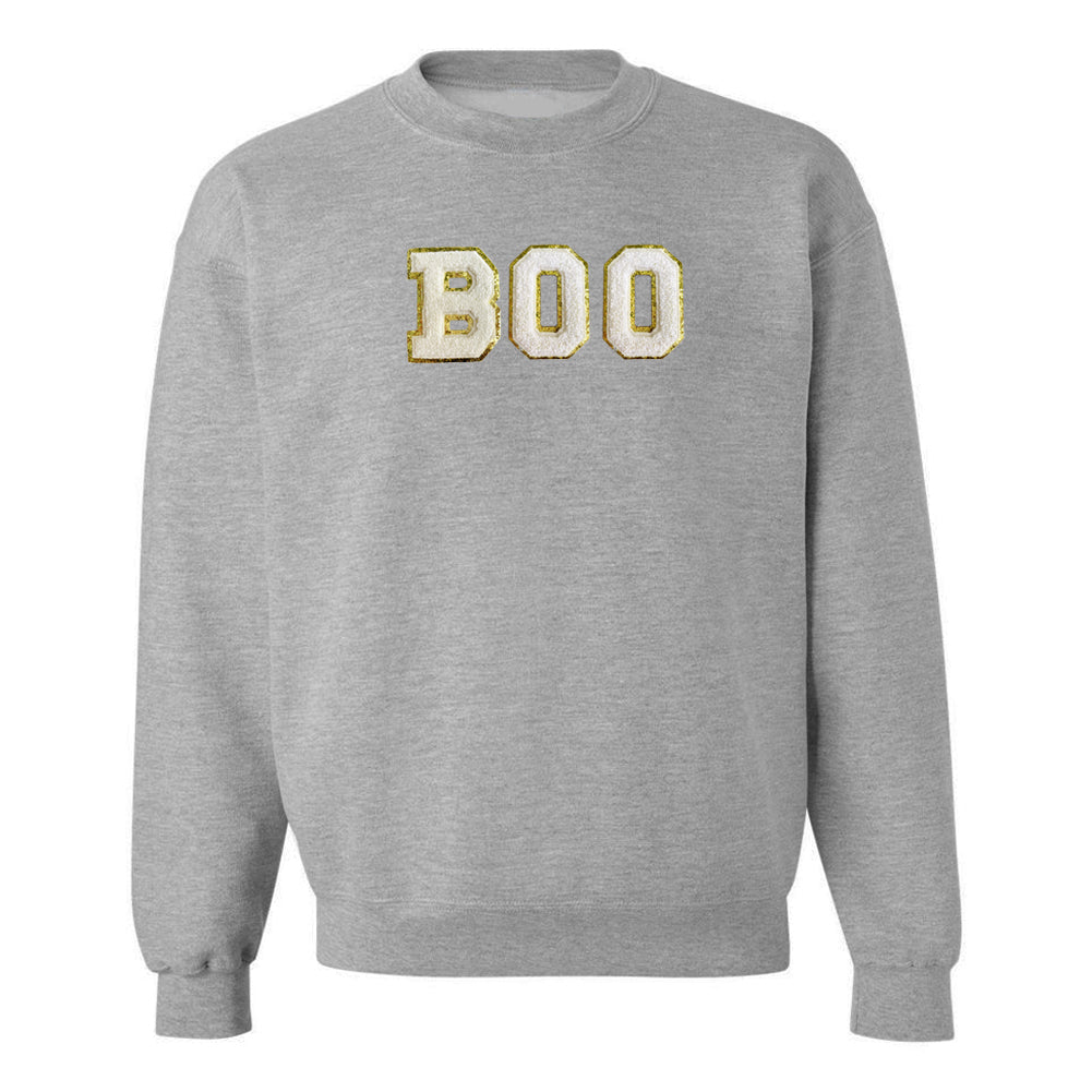 Boo Letter Patch Crewneck Sweatshirt - United Monograms
