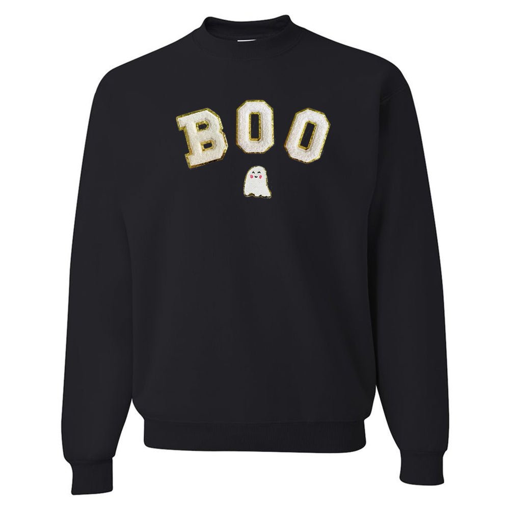 Boo Letter Patch Crewneck Sweatshirt - United Monograms