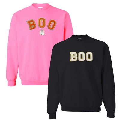 Boo Letter Patch Crewneck Sweatshirt - United Monograms