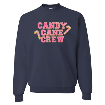 'Candy Cane Crew' Letter Patch Crewneck Sweatshirt - United Monograms