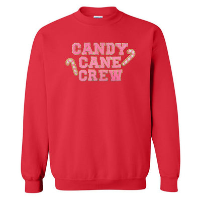 'Candy Cane Crew' Letter Patch Crewneck Sweatshirt - United Monograms