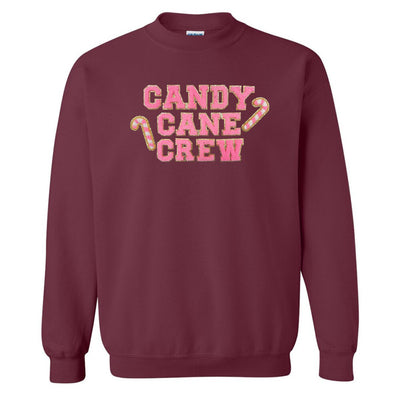 'Candy Cane Crew' Letter Patch Crewneck Sweatshirt - United Monograms