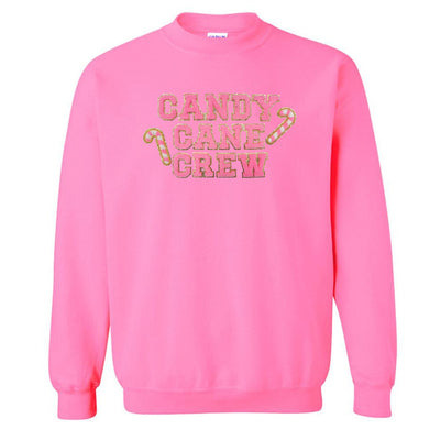 'Candy Cane Crew' Letter Patch Crewneck Sweatshirt - United Monograms