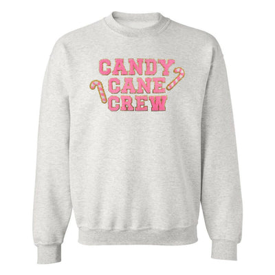 'Candy Cane Crew' Letter Patch Crewneck Sweatshirt - United Monograms