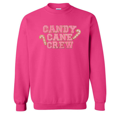 'Candy Cane Crew' Letter Patch Crewneck Sweatshirt - United Monograms