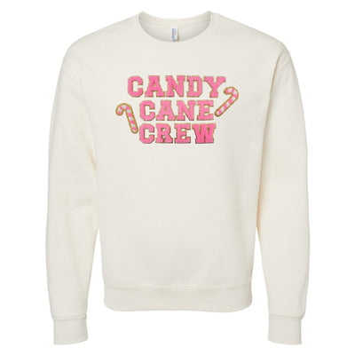 'Candy Cane Crew' Letter Patch Crewneck Sweatshirt - United Monograms