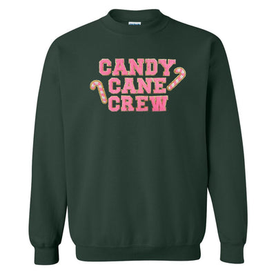 'Candy Cane Crew' Letter Patch Crewneck Sweatshirt - United Monograms