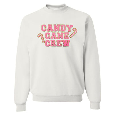 'Candy Cane Crew' Letter Patch Crewneck Sweatshirt - United Monograms