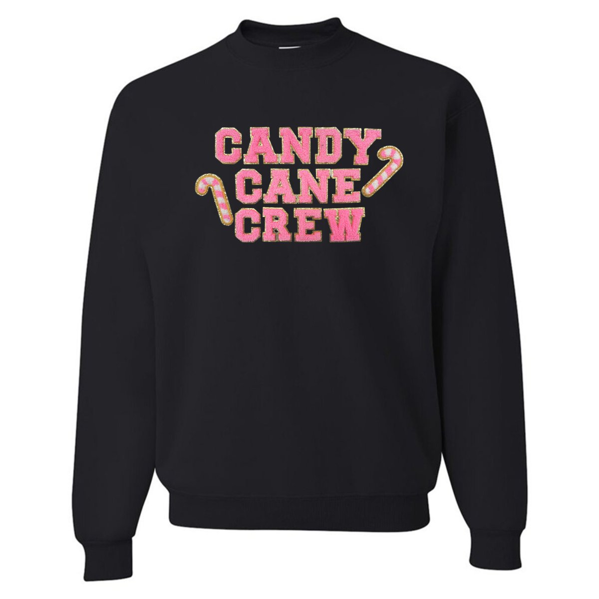 'Candy Cane Crew' Letter Patch Crewneck Sweatshirt - United Monograms
