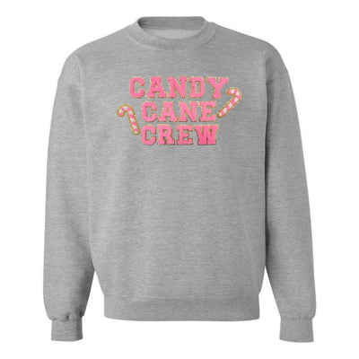 'Candy Cane Crew' Letter Patch Crewneck Sweatshirt - United Monograms