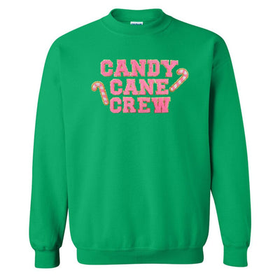 'Candy Cane Crew' Letter Patch Crewneck Sweatshirt - United Monograms