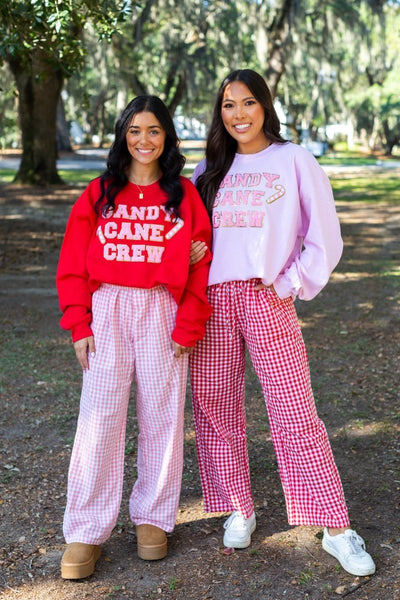 'Candy Cane Crew' Letter Patch Sweatshirt - United Monograms