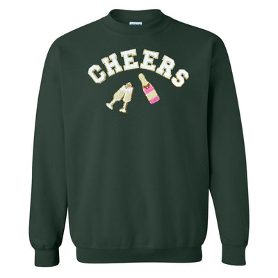 'Cheers' Letter Patch Crewneck Sweatshirt - United Monograms