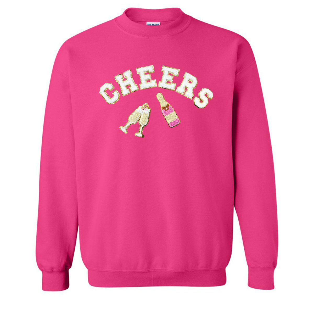 'Cheers' Letter Patch Crewneck Sweatshirt - United Monograms