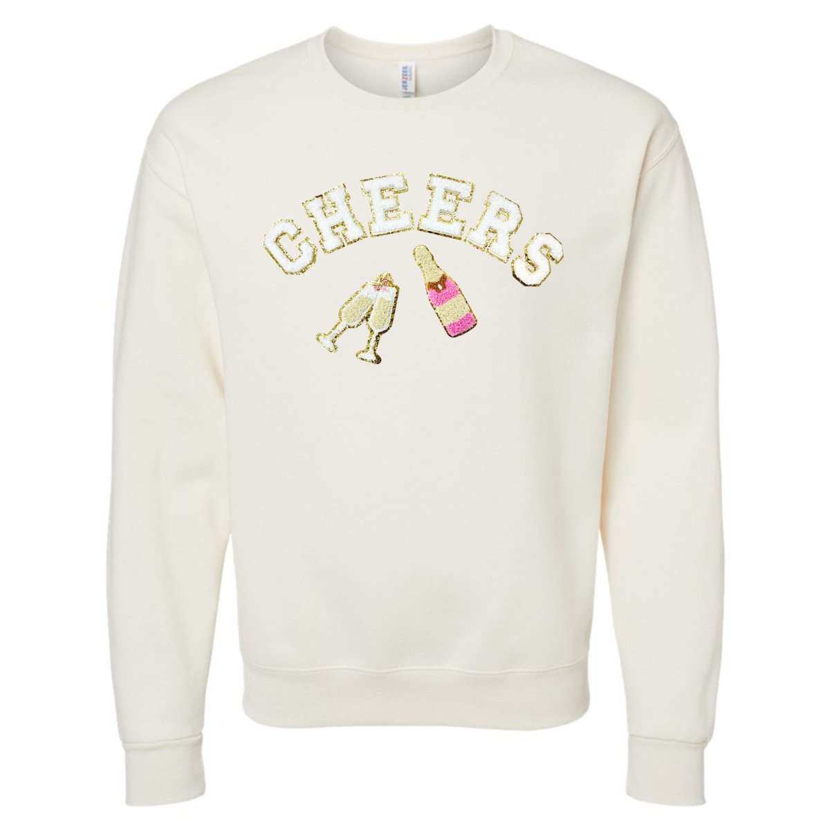 'Cheers' Letter Patch Crewneck Sweatshirt - United Monograms