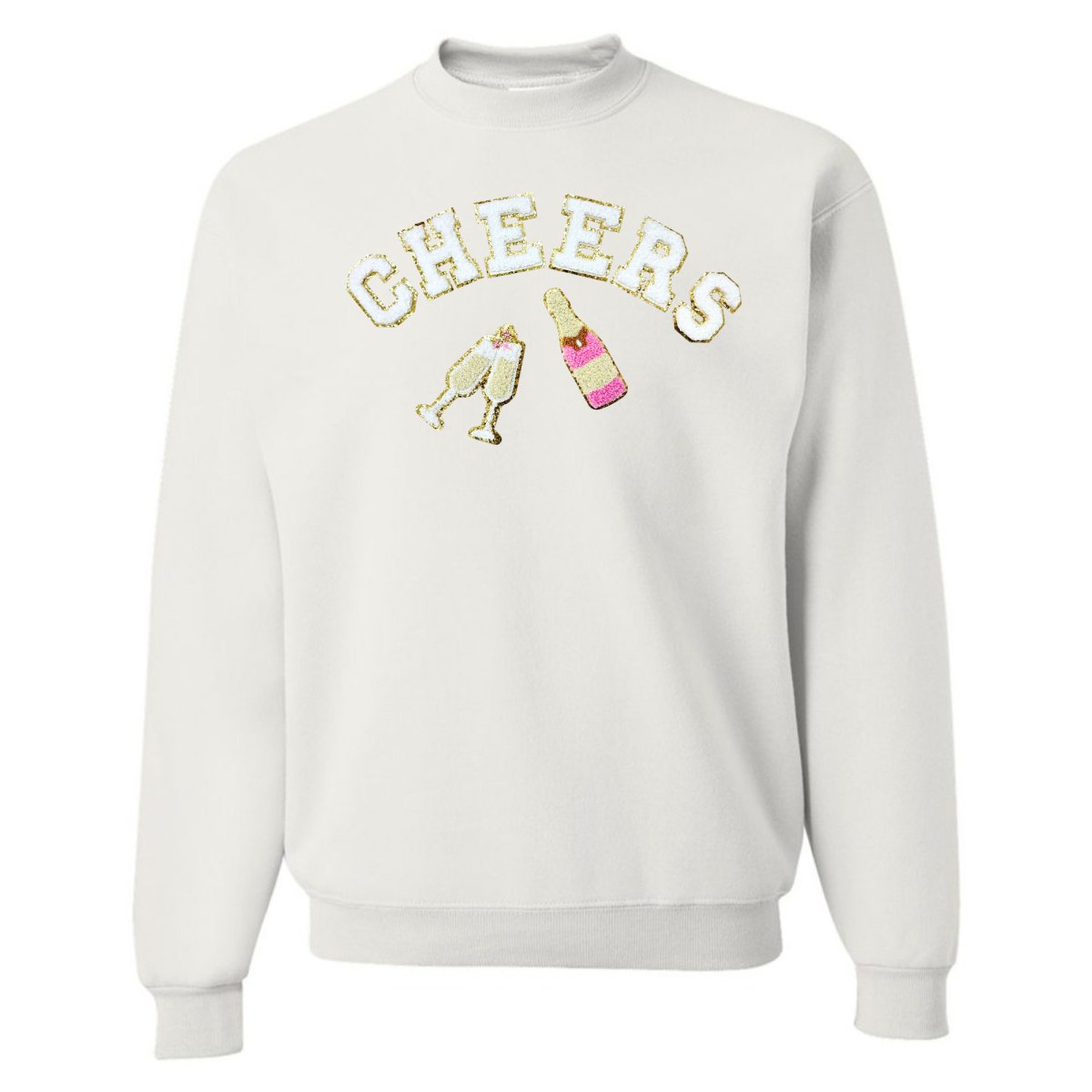 'Cheers' Letter Patch Crewneck Sweatshirt - United Monograms