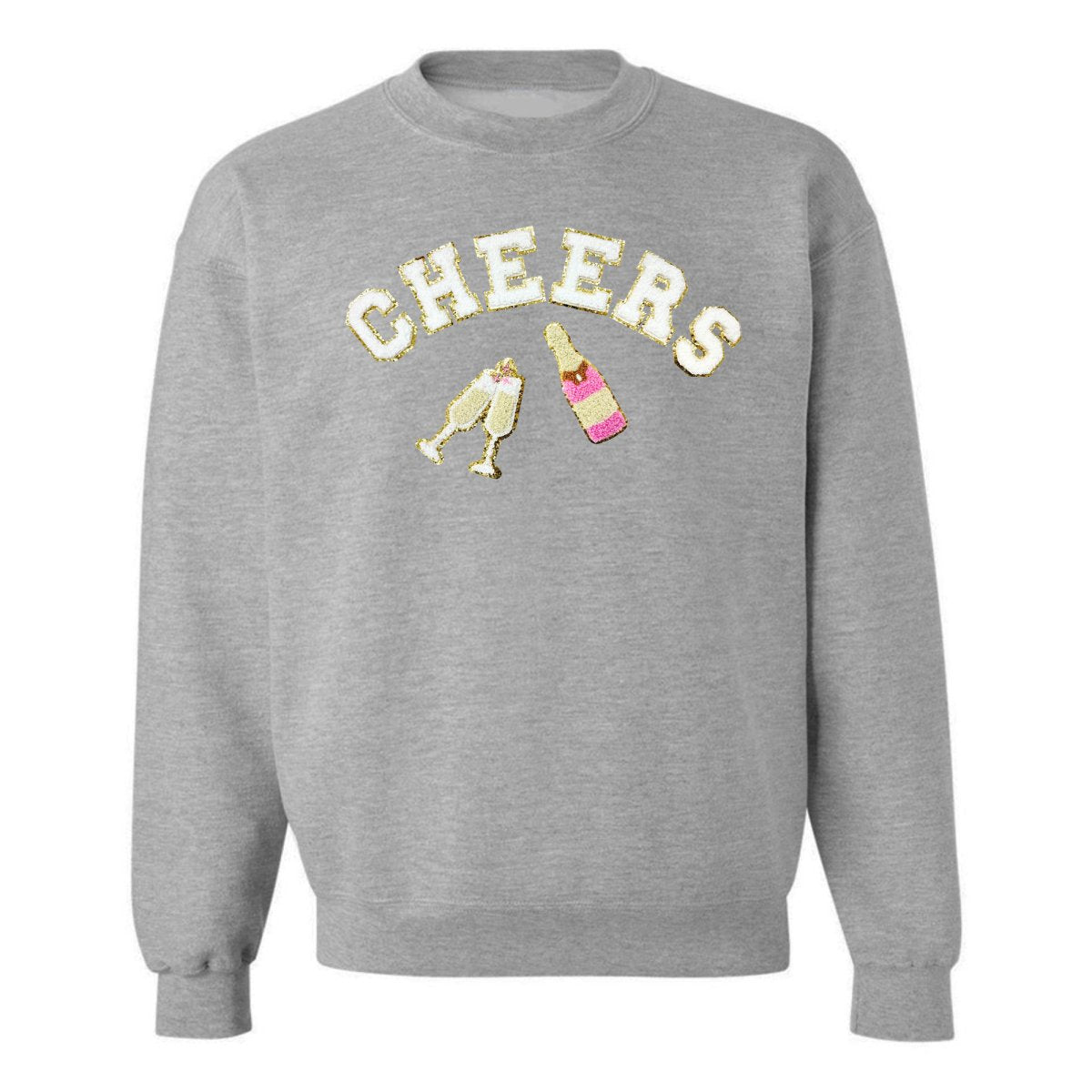 'Cheers' Letter Patch Crewneck Sweatshirt - United Monograms