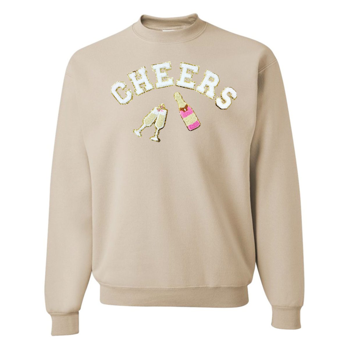 'Cheers' Letter Patch Crewneck Sweatshirt - United Monograms