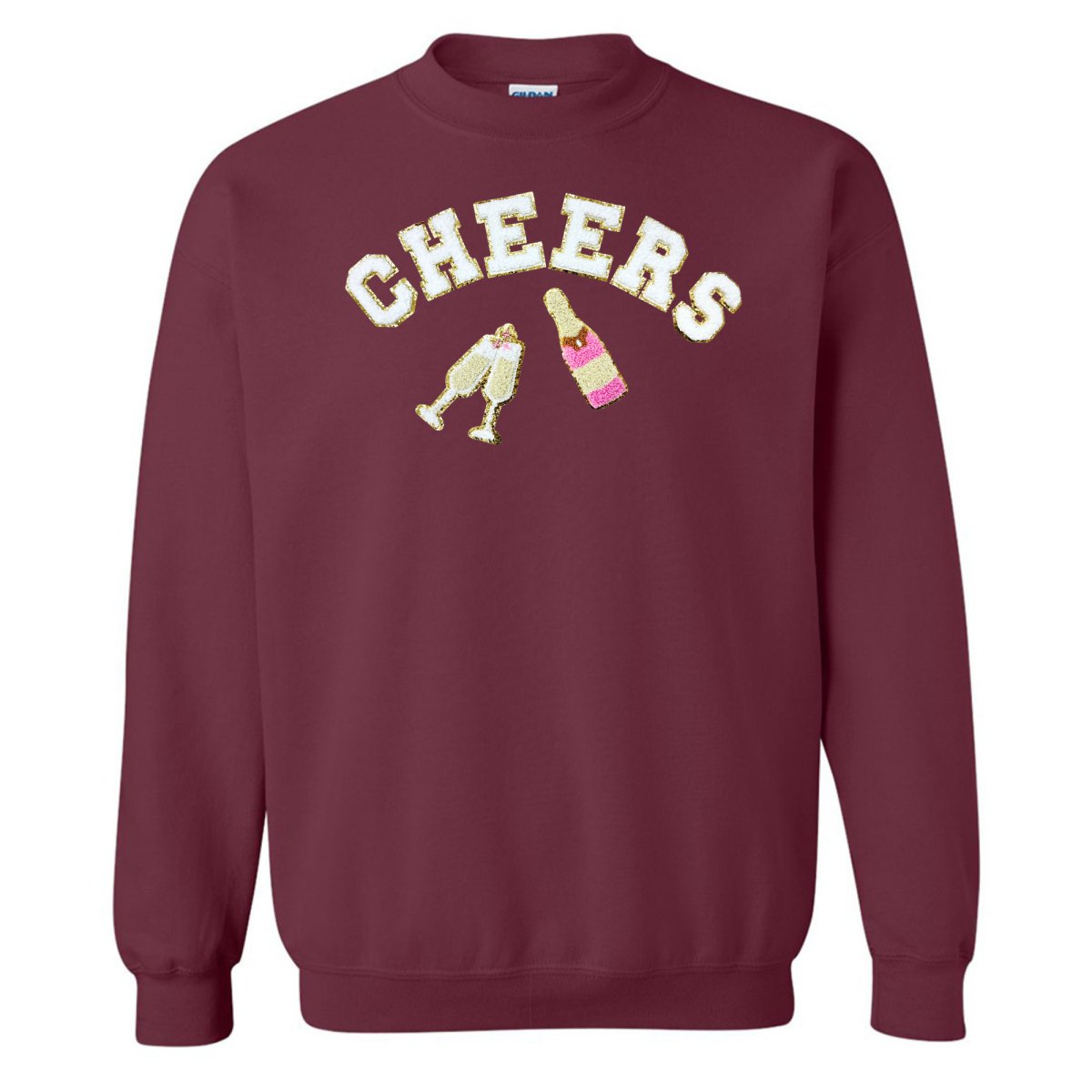 'Cheers' Letter Patch Crewneck Sweatshirt - United Monograms