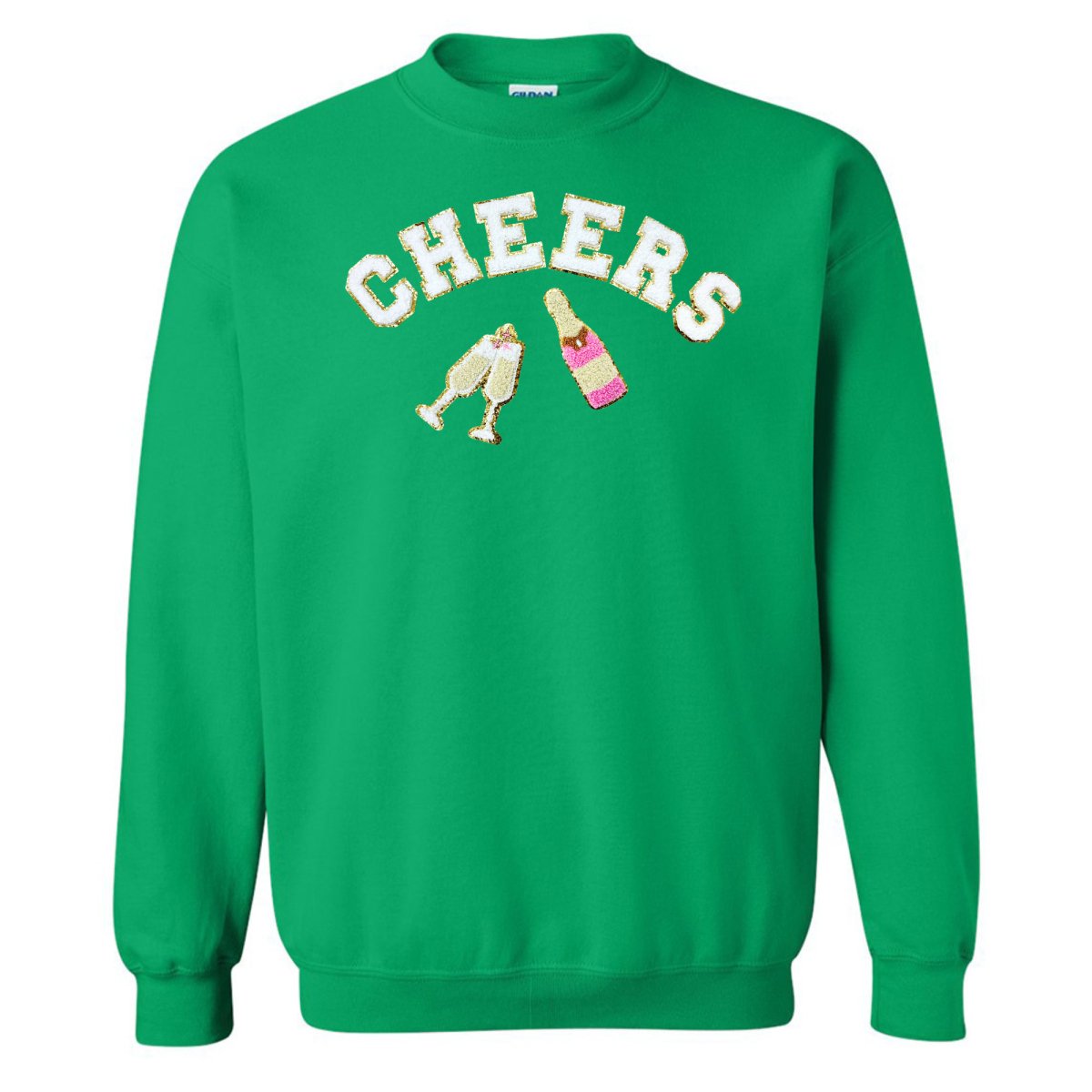 'Cheers' Letter Patch Crewneck Sweatshirt - United Monograms
