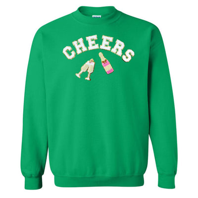 'Cheers' Letter Patch Crewneck Sweatshirt - United Monograms