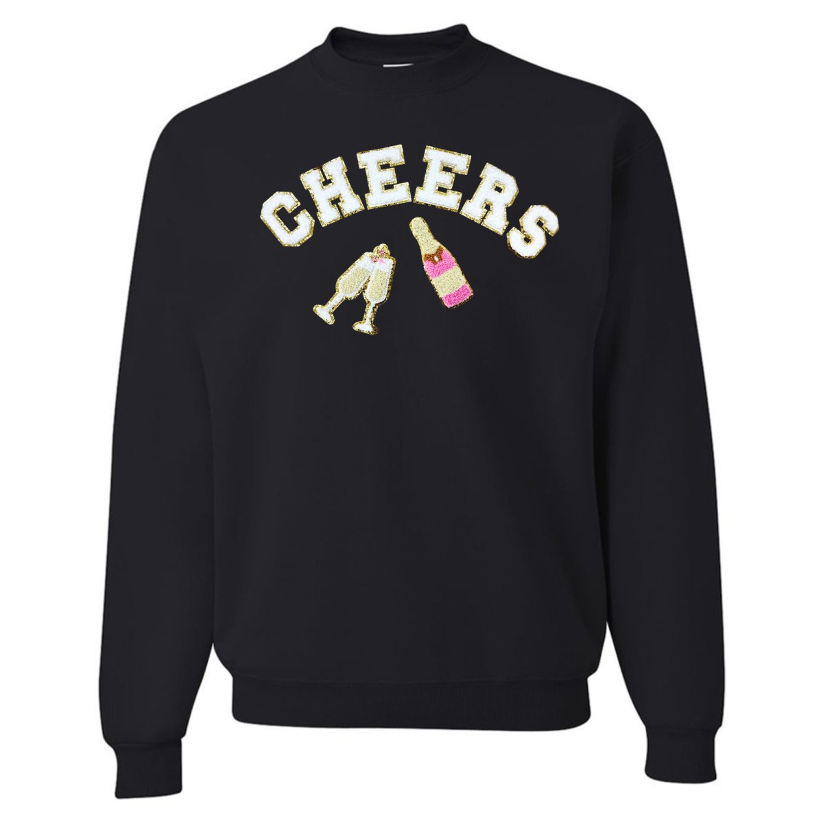 'Cheers' Letter Patch Crewneck Sweatshirt - United Monograms