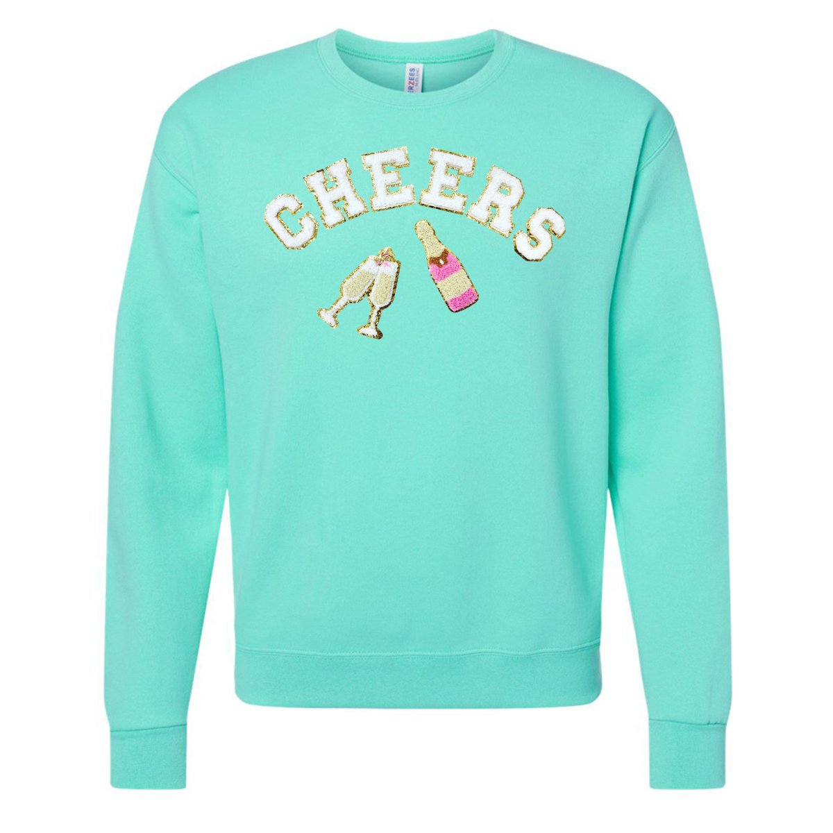 'Cheers' Letter Patch Crewneck Sweatshirt - United Monograms