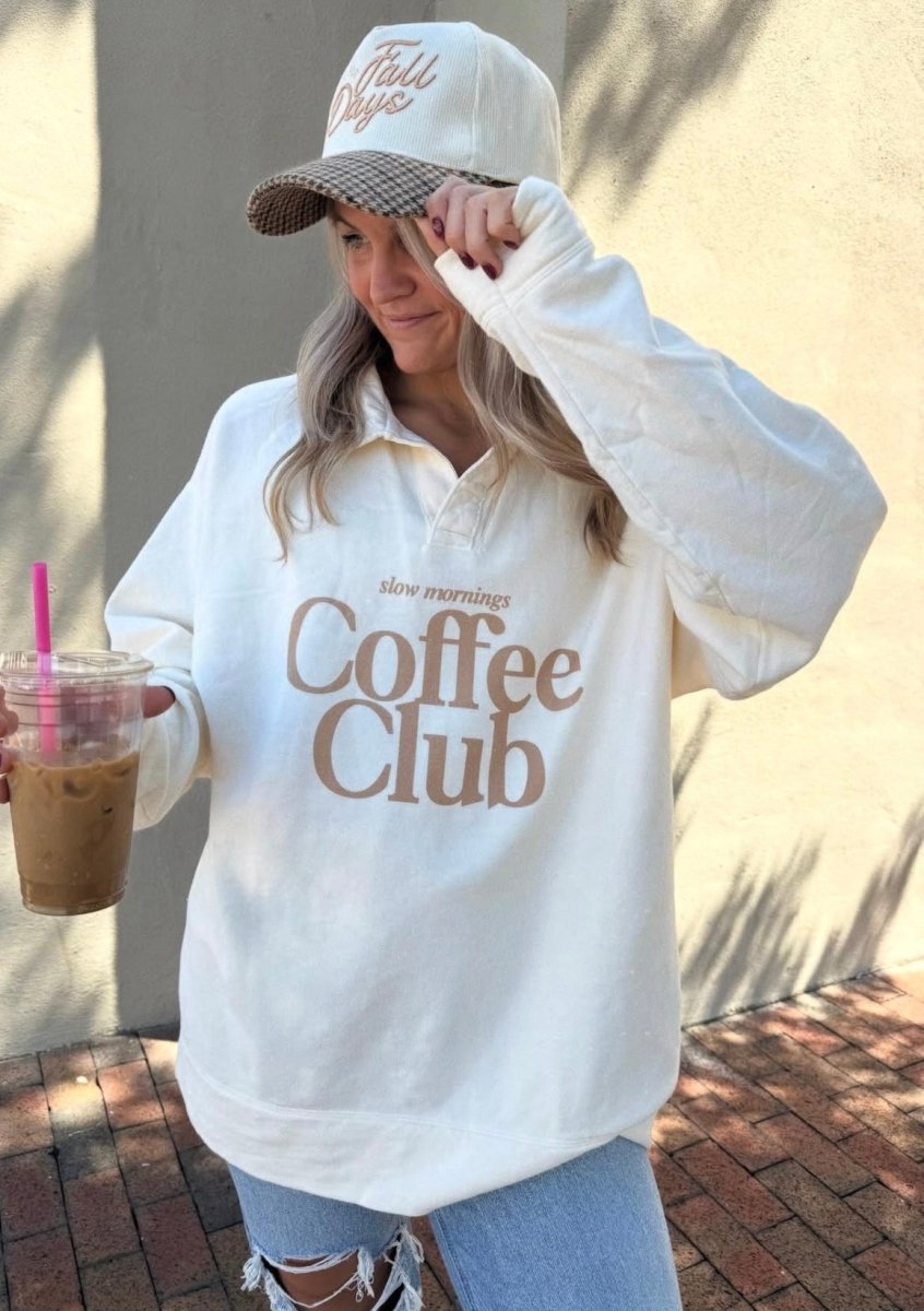 'Coffee Club' Polo Pullover - United Monograms