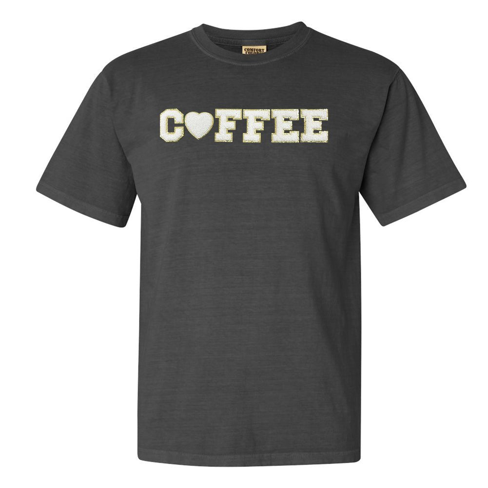 Coffee Heart Letter Patch Comfort Colors T-Shirt - United Monograms