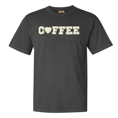 Coffee Heart Letter Patch Comfort Colors T-Shirt - United Monograms