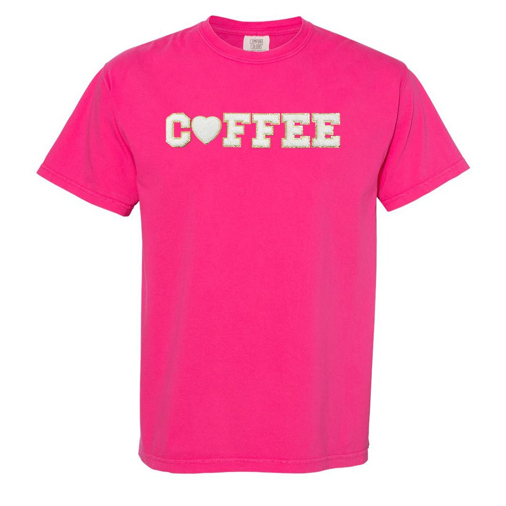 Coffee Heart Letter Patch Comfort Colors T-Shirt - United Monograms