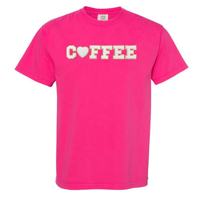 Coffee Heart Letter Patch Comfort Colors T-Shirt - United Monograms