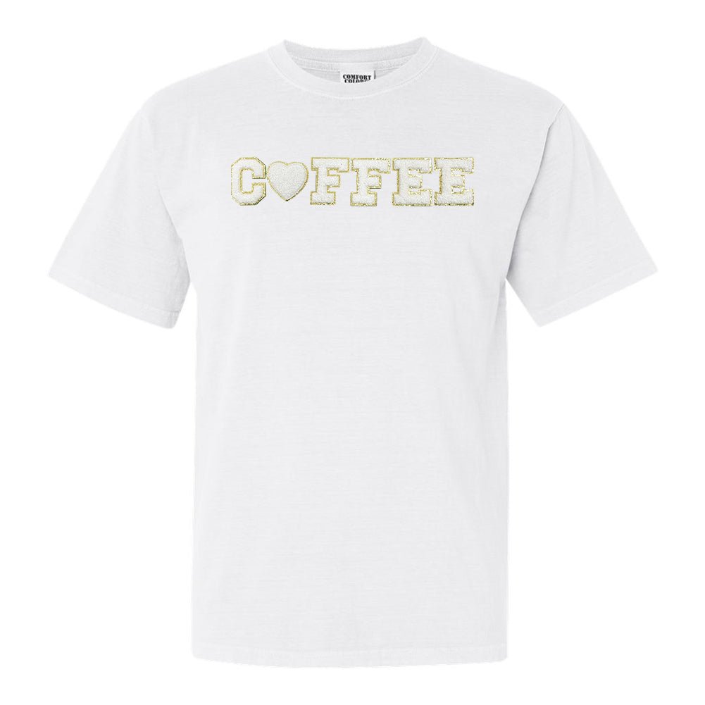 Coffee Heart Letter Patch Comfort Colors T-Shirt - United Monograms