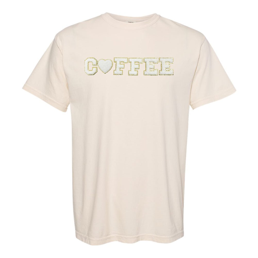 Coffee Heart Letter Patch Comfort Colors T-Shirt - United Monograms
