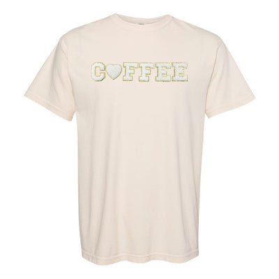 Coffee Heart Letter Patch Comfort Colors T-Shirt - United Monograms