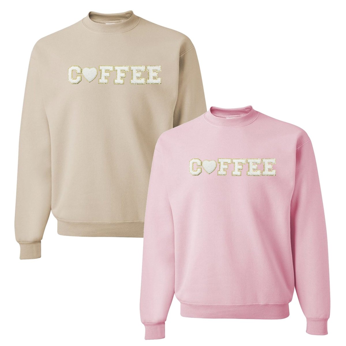 Coffee Heart Letter Patch Crewneck Sweatshirt - United Monograms