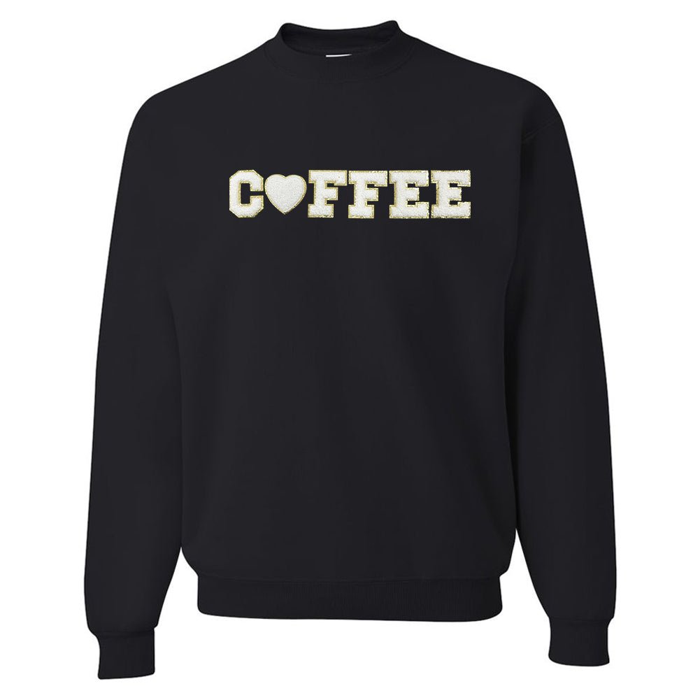 Coffee Heart Letter Patch Crewneck Sweatshirt - United Monograms