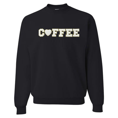 Coffee Heart Letter Patch Crewneck Sweatshirt - United Monograms