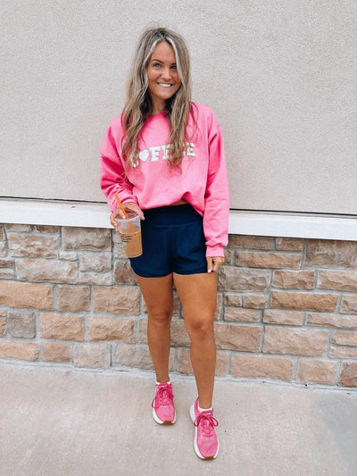 Coffee Heart Letter Patch Crewneck Sweatshirt - United Monograms